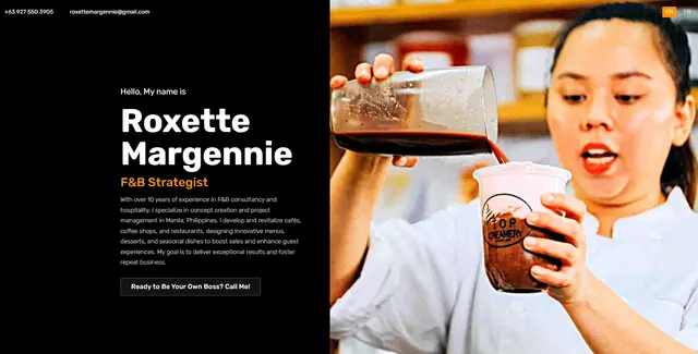 Roxette Margennie website built by Aakib Shah Sayed
